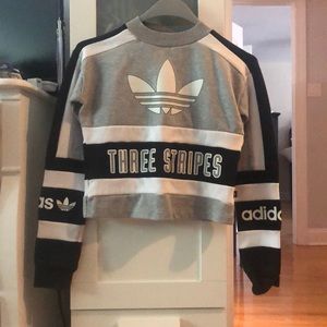 Adidas Originals Three Stripes Cropped Sweater